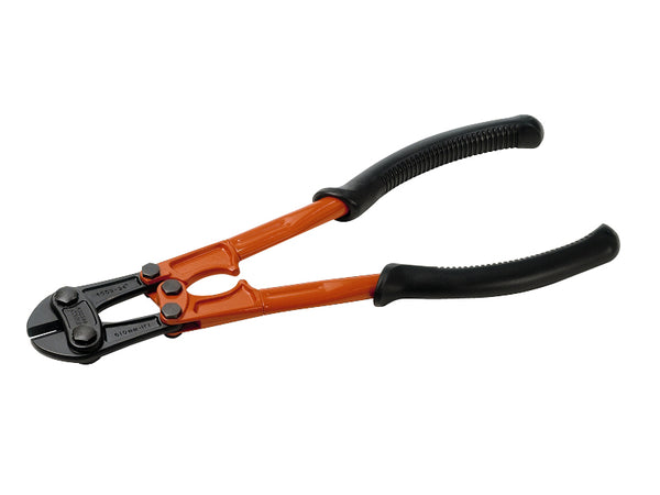 A pair of 450mm (18-inch) Bahco bolt cutters with orange handles and hardened jaws.