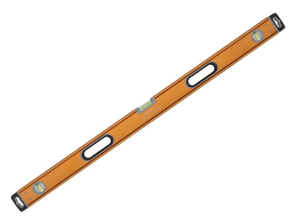 A 100cm Bahco box spirit level with three vials for horizontal, vertical, and 45° checks.