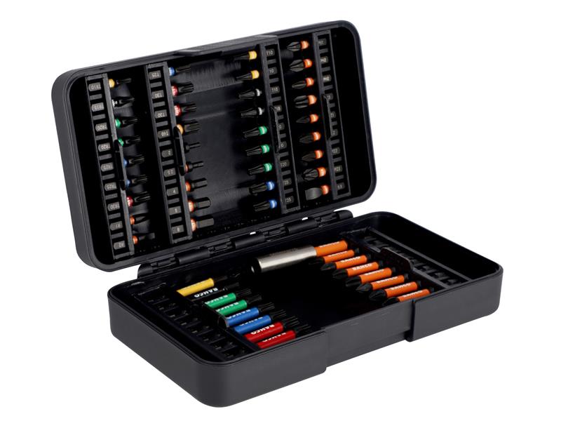 A 54-piece Bahco impact bit set in a compact, durable black and orange case.