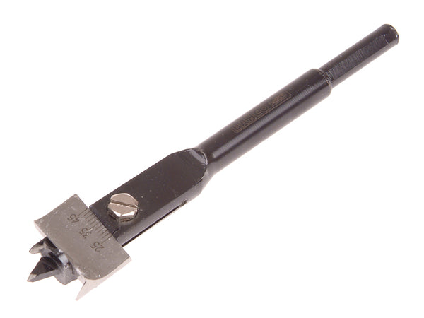 A Bahco expansive bit with an adjustable cutter for drilling holes from 15mm to 45mm.