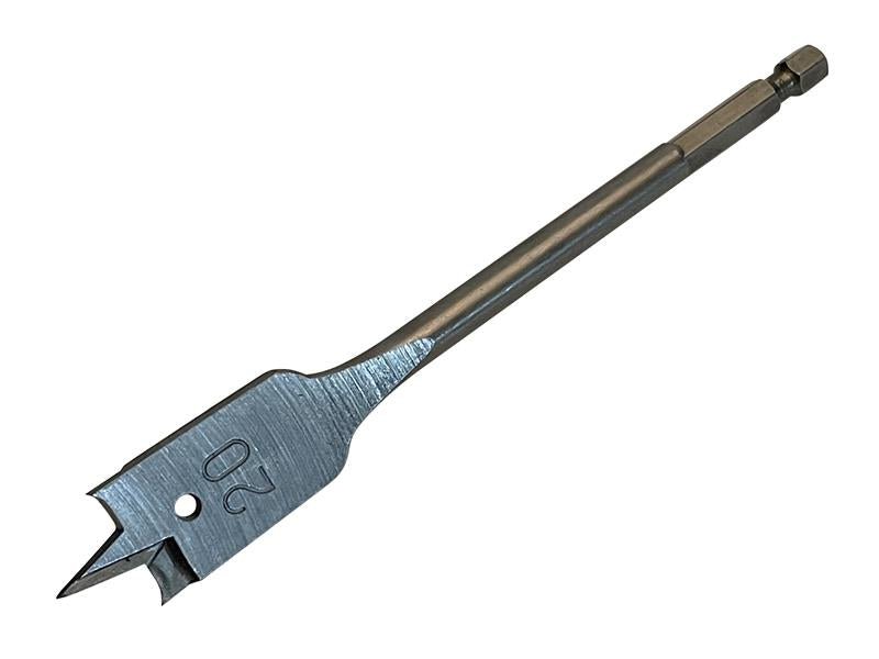The 20mm Bahco flat bit, ideal for drilling holes for pipes and cables.