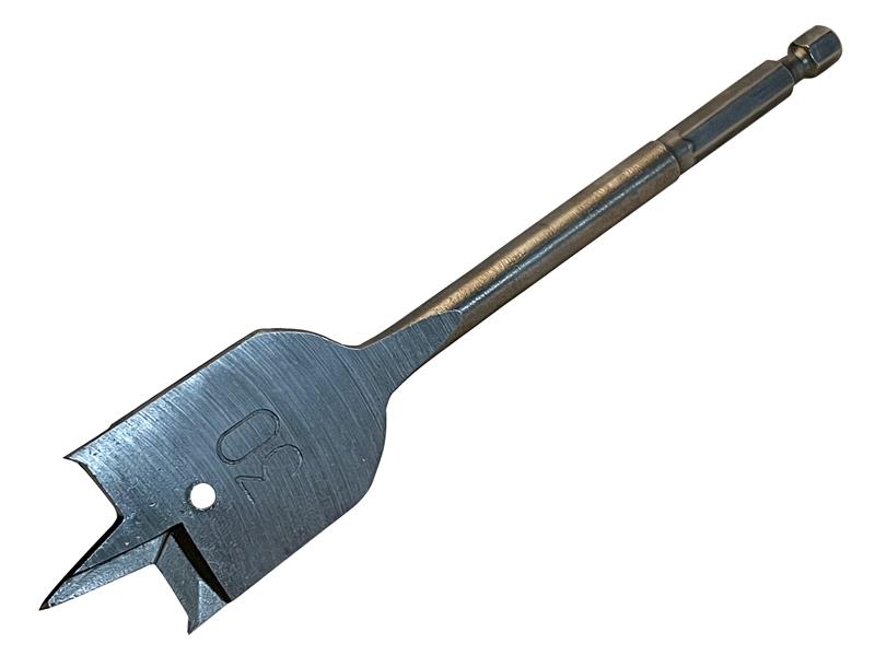 A 30mm Bahco flat bit with a wing-shaped design for fast chip removal.