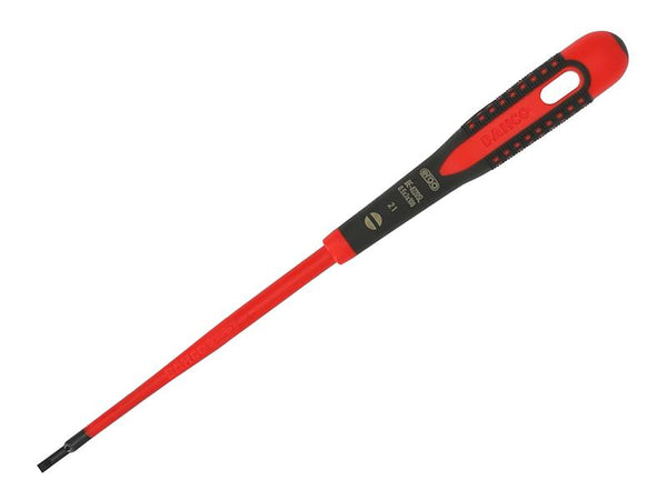 A Bahco Ergo Slim VDE insulated slotted screwdriver with a 3.0mm tip for precision work.