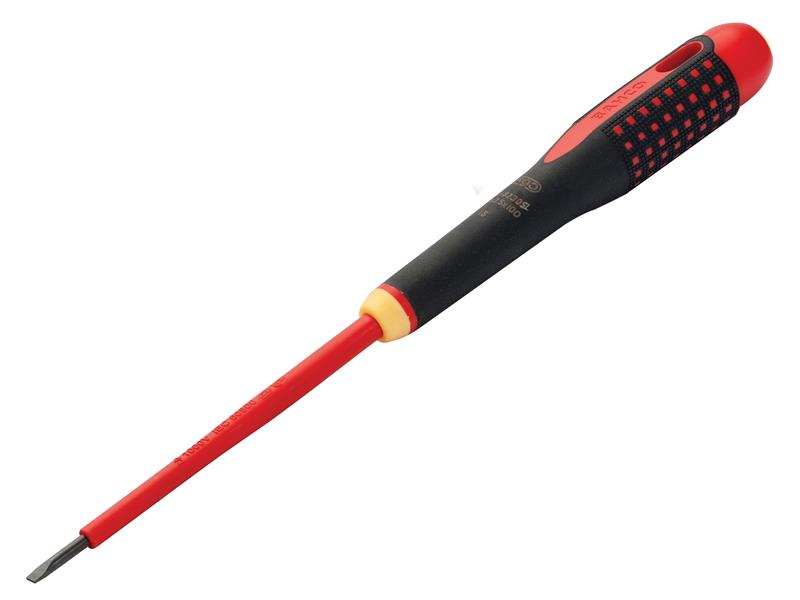Bahco Ergo Slim VDE insulated Phillips screwdriver, PH0, with a long, slender shaft.