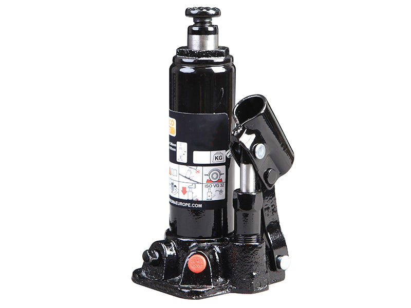 A 4-tonne Bahco bottle jack, showcasing its compact and powerful hydraulic design.
