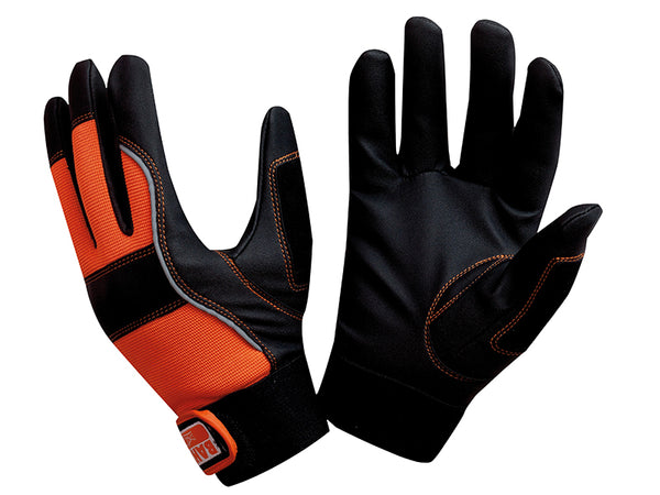 Bahco Production Soft Grip Gloves, size 10 (Large), with a flexible grey and white design.