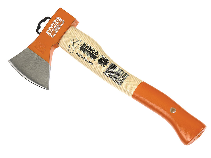 Bahco Standard Hand Axe (HGPS-0.6-360) with an 800g head and a curved hickory handle.