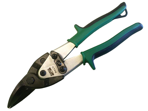 Bahco green-handled aviation compound snips designed for making straight cuts.