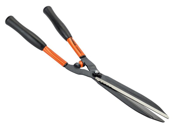 A different angle of the Bahco P51 professional hedge shears, highlighting the blade length.
