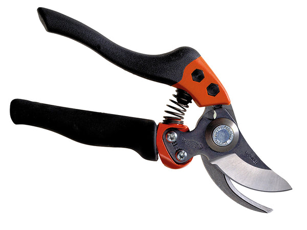 Bahco PXR-M2 Ergo medium bypass secateurs with a rotating black and orange handle.