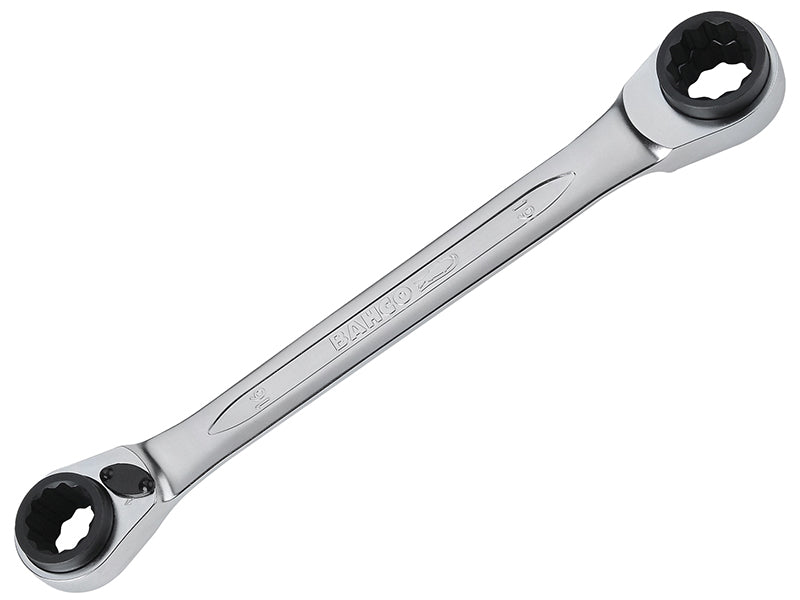 A Bahco S4RM Series Reversible Ratchet Spanner for 16mm, 17mm, 18mm, and 19mm nuts.
