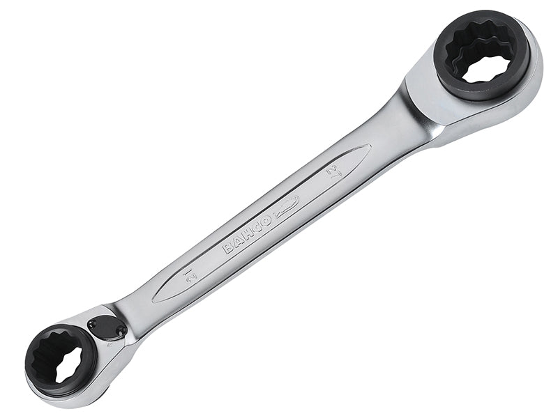 Large Bahco S4RM Series Reversible Ratchet Spanner for 21mm, 22mm, 24mm, and 27mm sizes.