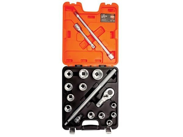 Bahco SLX17 17-piece 3/4-inch drive socket set for heavy-duty mechanical work.