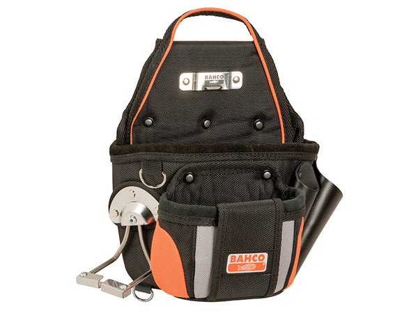 Bahco Universal Pouch in black fabric with multiple pockets, shown empty from the front.