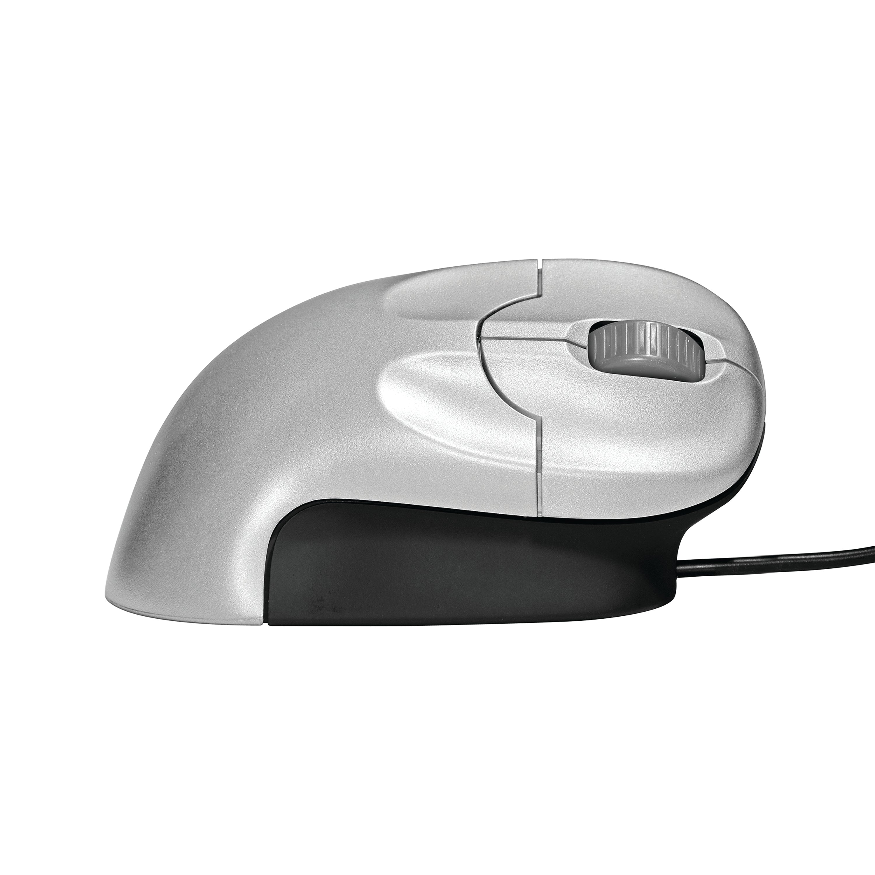 Wired vertical grip mouse, highlighting the contoured shape that fits naturally in a user's hand.