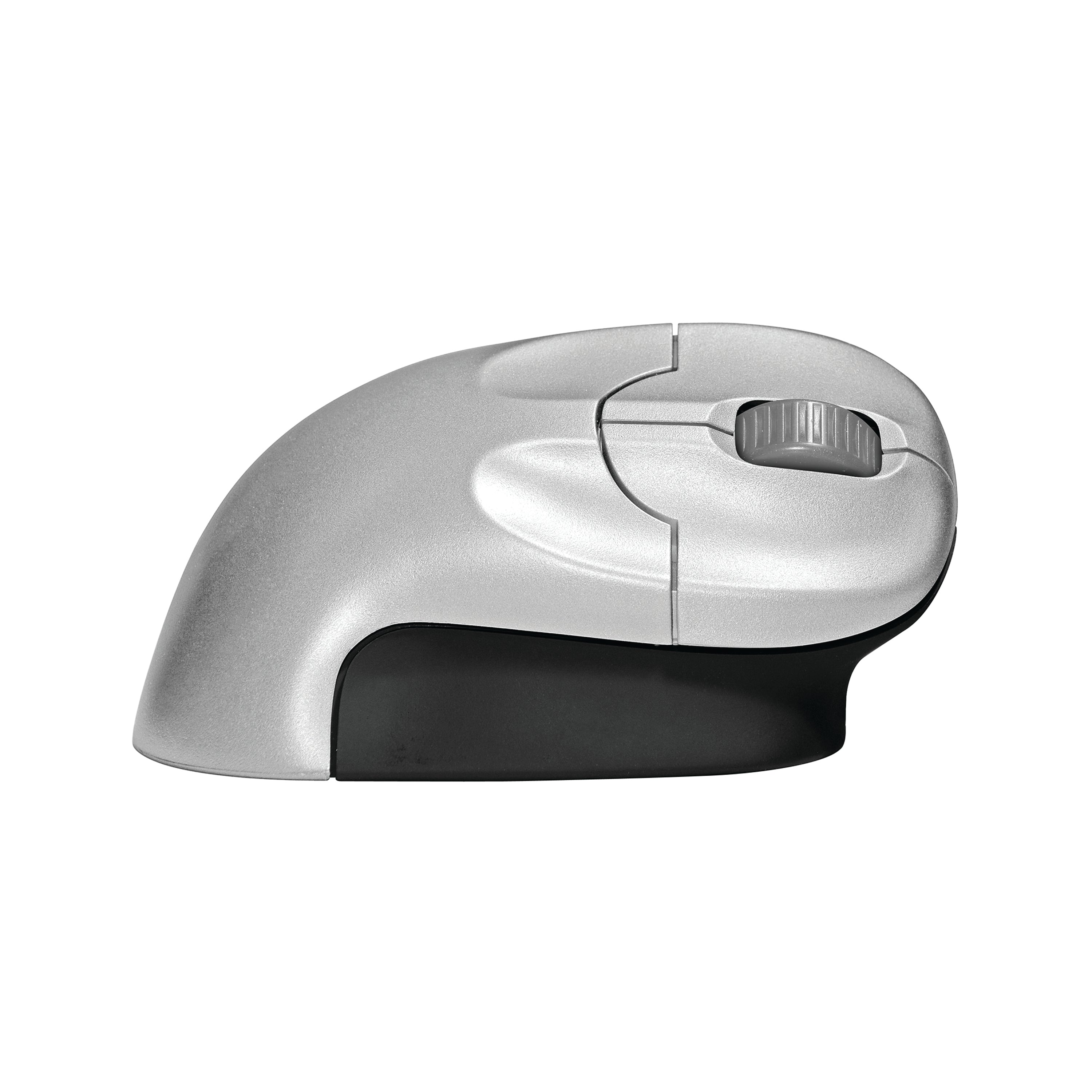 Wireless vertical grip mouse, showcasing its handshake position for strain-free use.