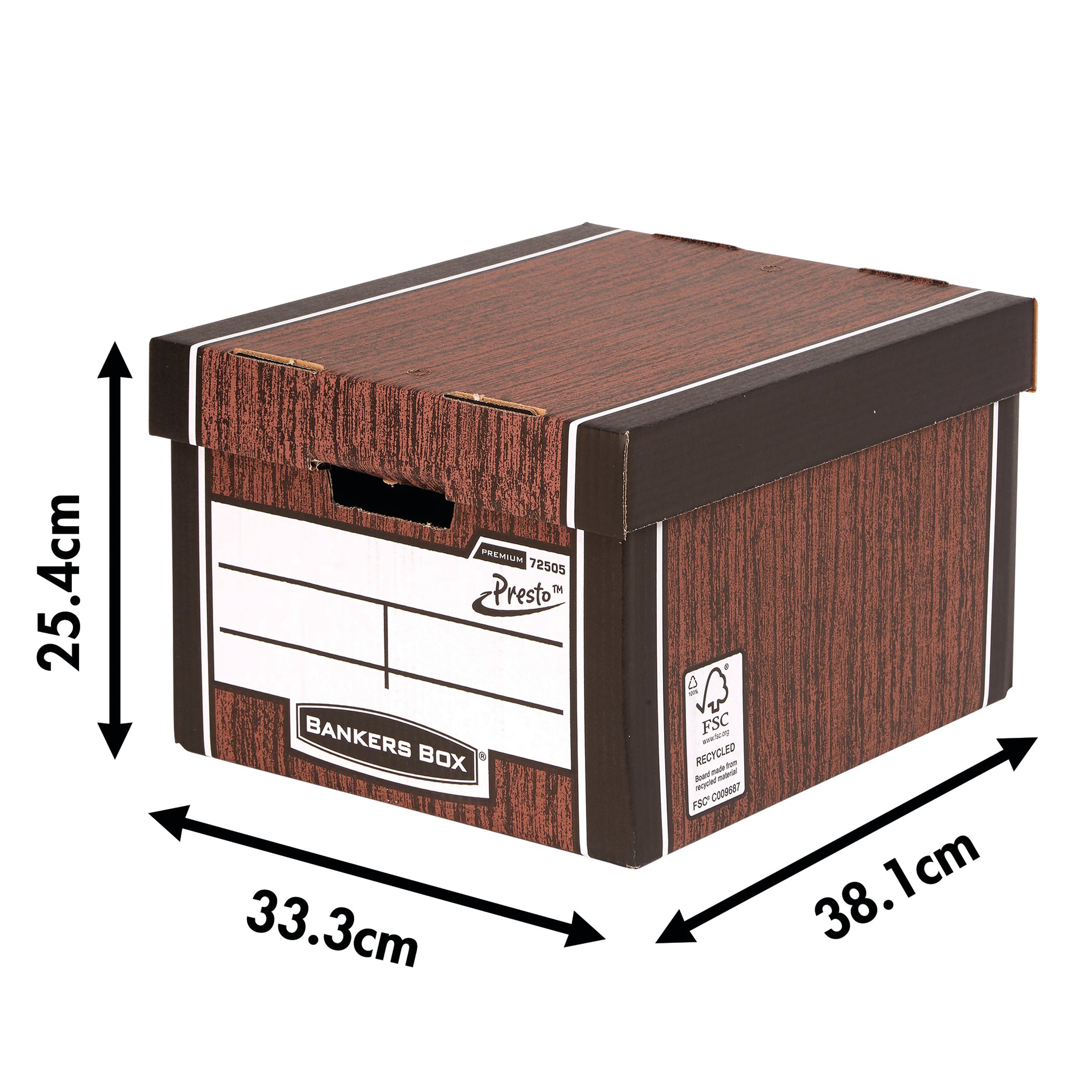 Wood grain Premium Classic box, highlighting its strong hand holds.