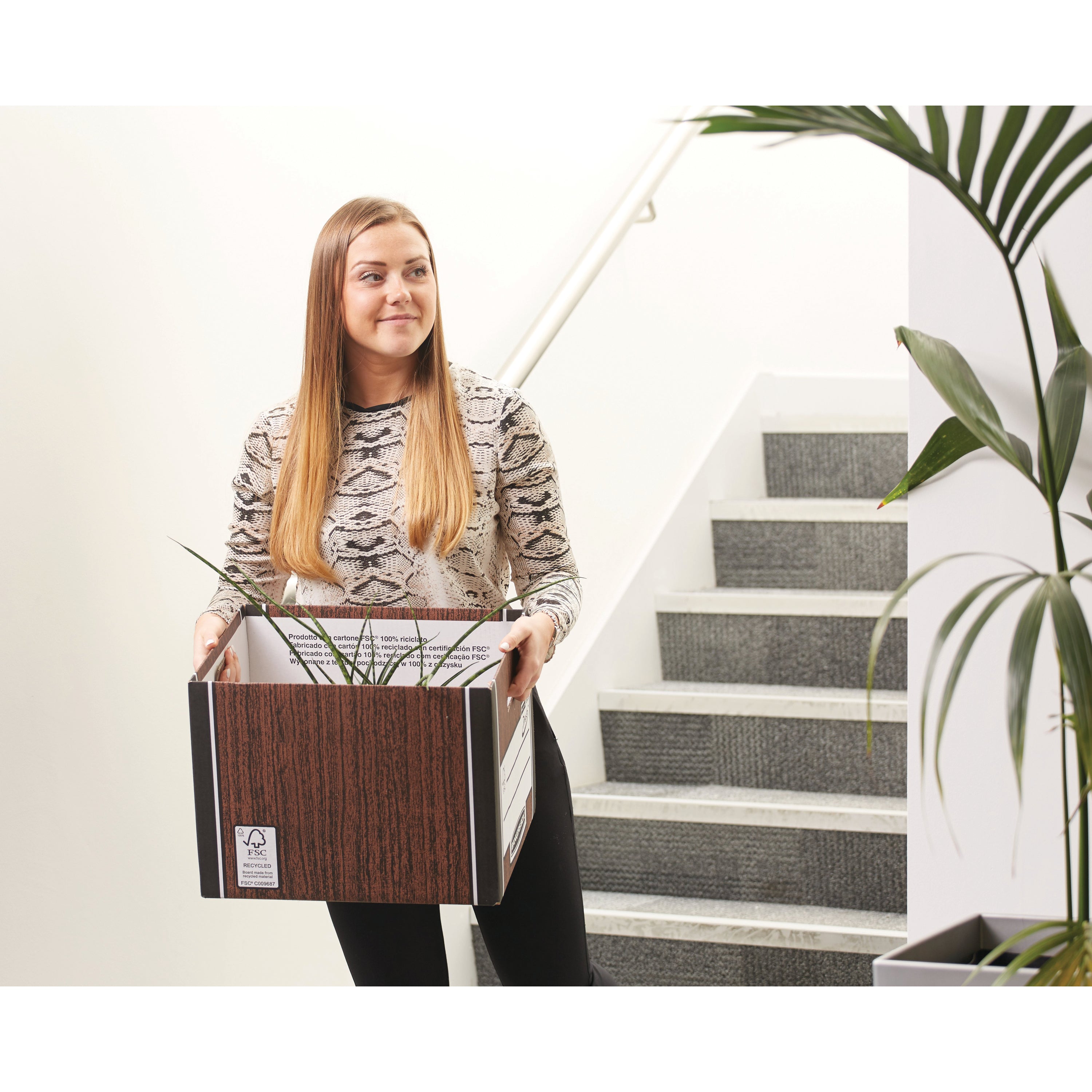 Flat-packed view of the tall woodgrain Bankers Box Premium, supplied in a pack of five.
