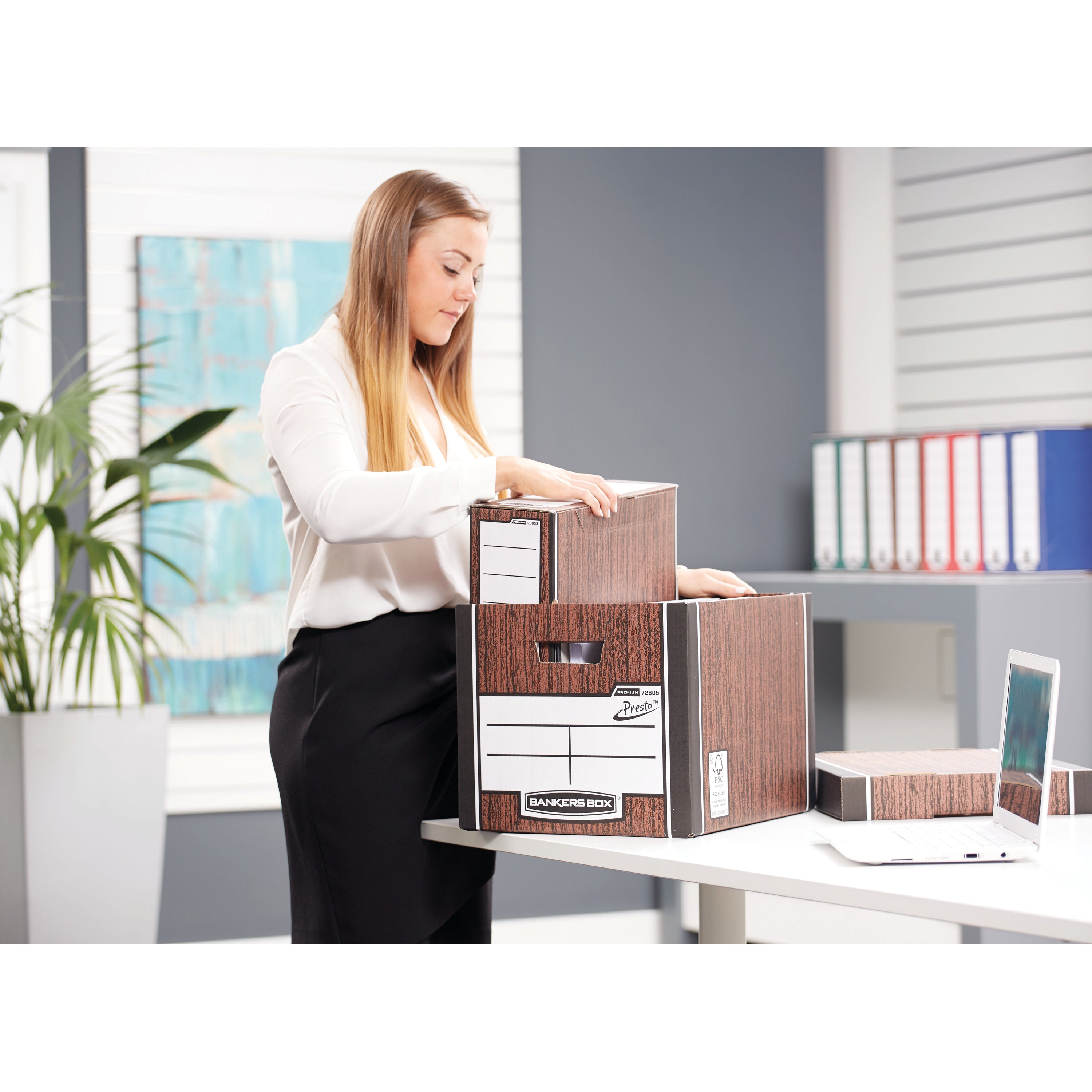 A single grey file store module, a versatile unit for desktop or shelf storage.