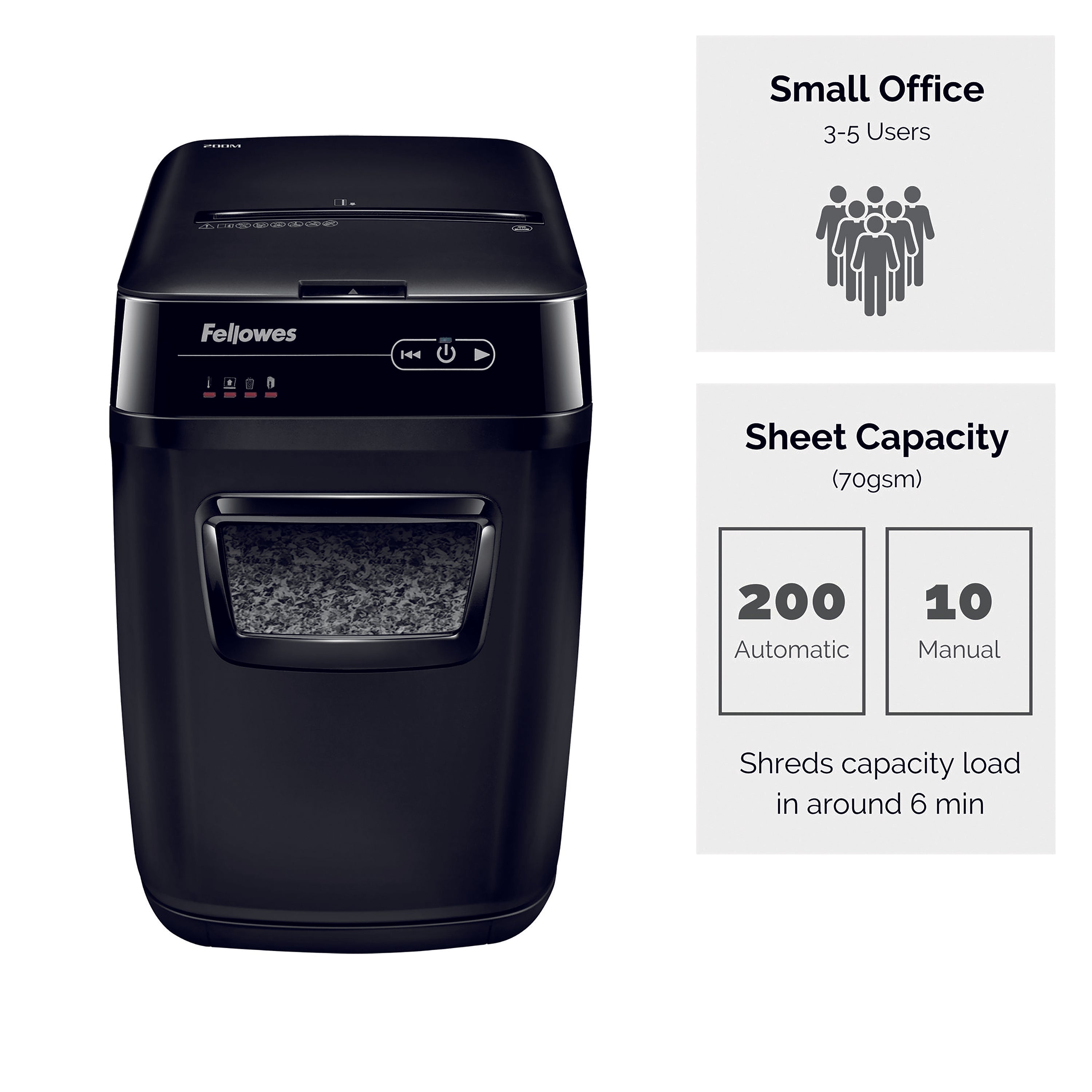 Fellowes Automax 200M Microshred Shredder (200 sheet automatic shredding capacity) 4656401