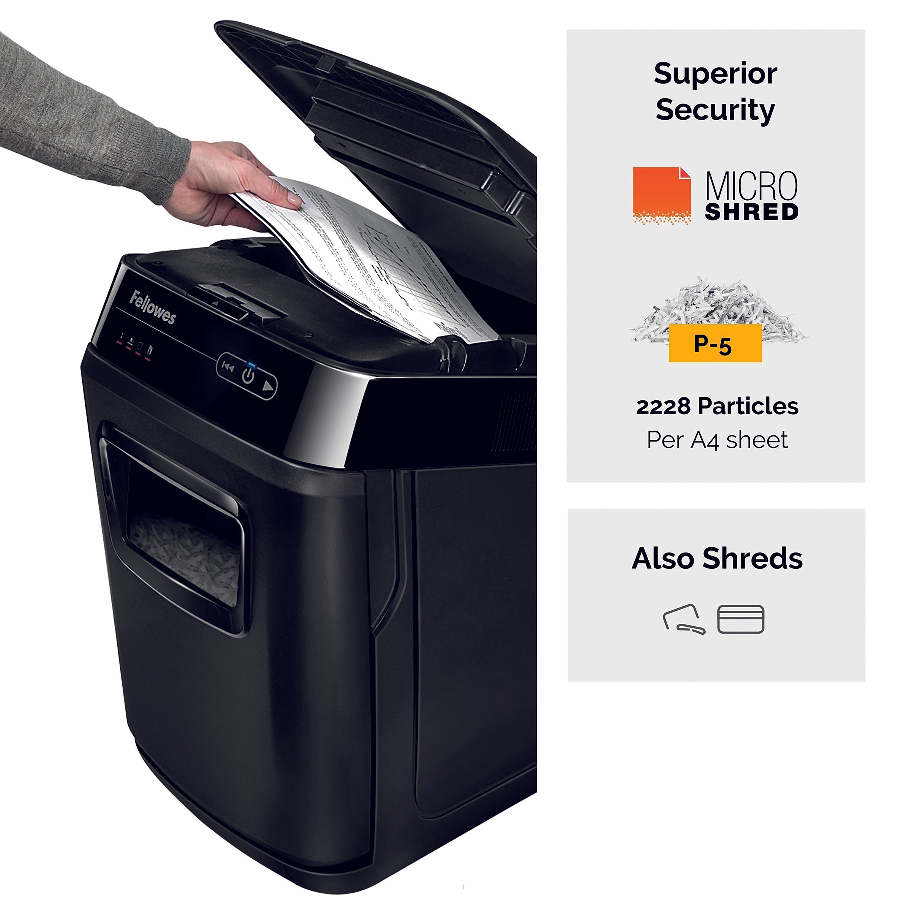 Fellowes Automax 200M Microshred Shredder (200 sheet automatic shredding capacity) 4656401
