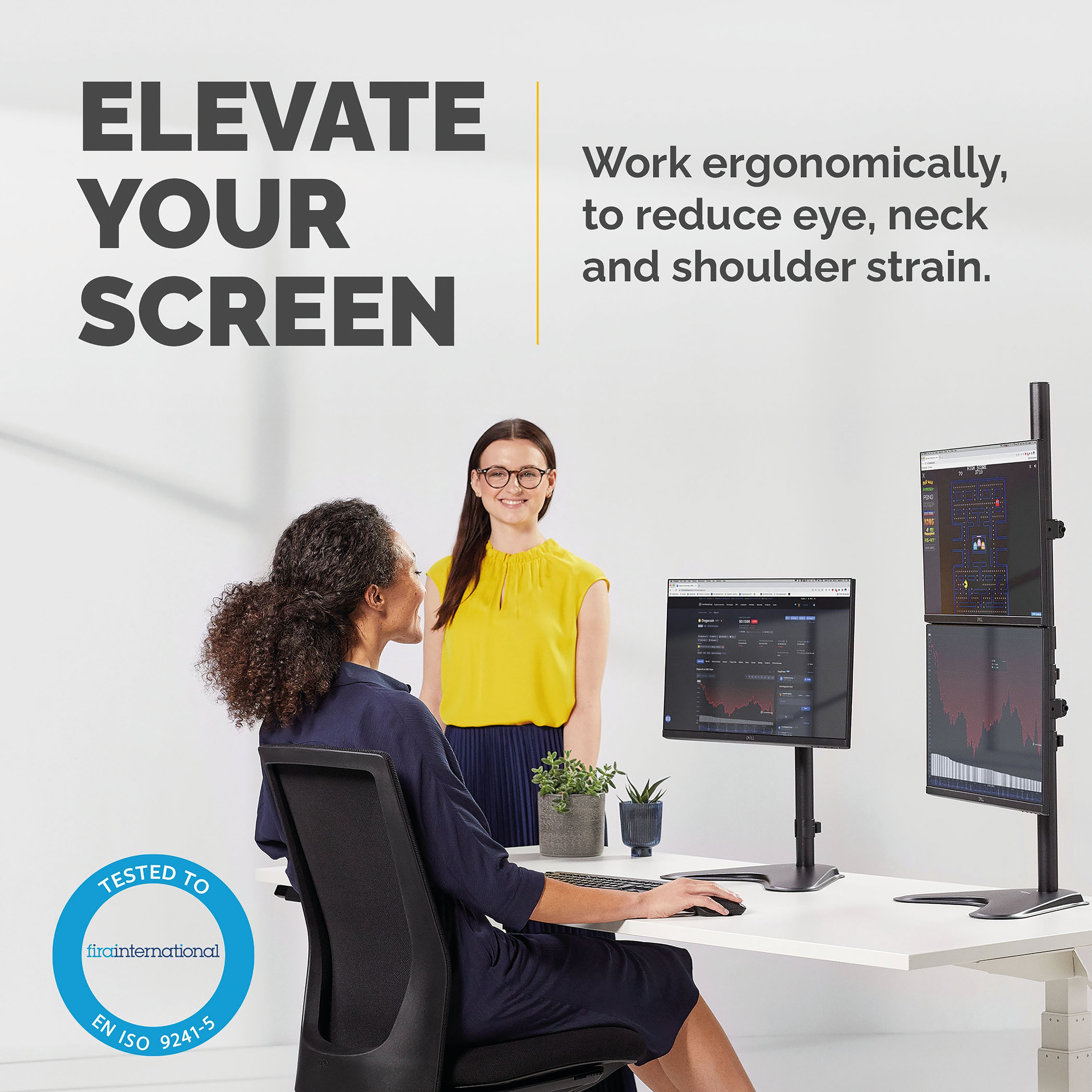 Fellowes Professional Series Free Standing Dual Vertical Monitor Arm 8044001