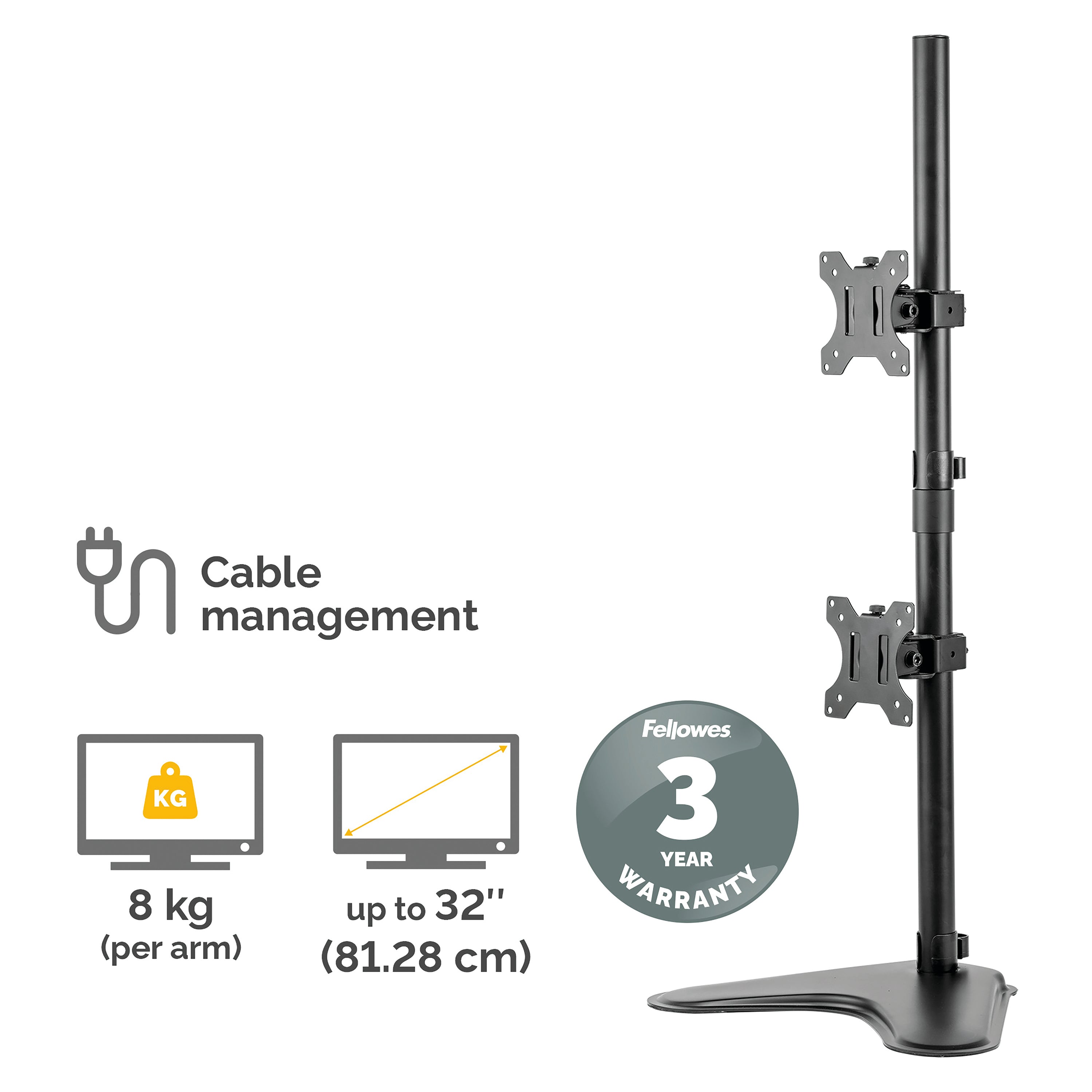 Fellowes Professional Series Free Standing Dual Vertical Monitor Arm 8044001