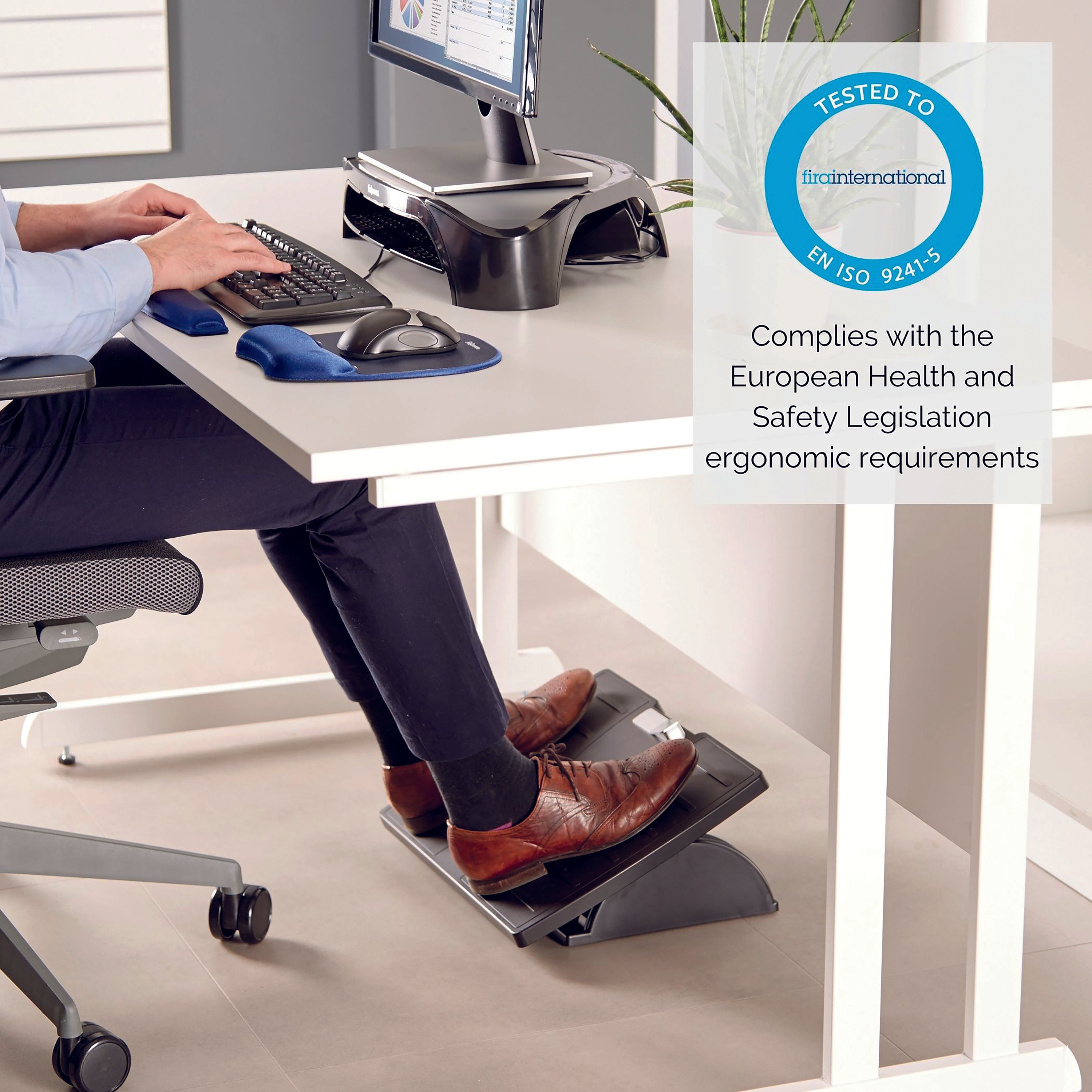 Fellowes Office Suites Microban Adjustable Footrest Black 8035001