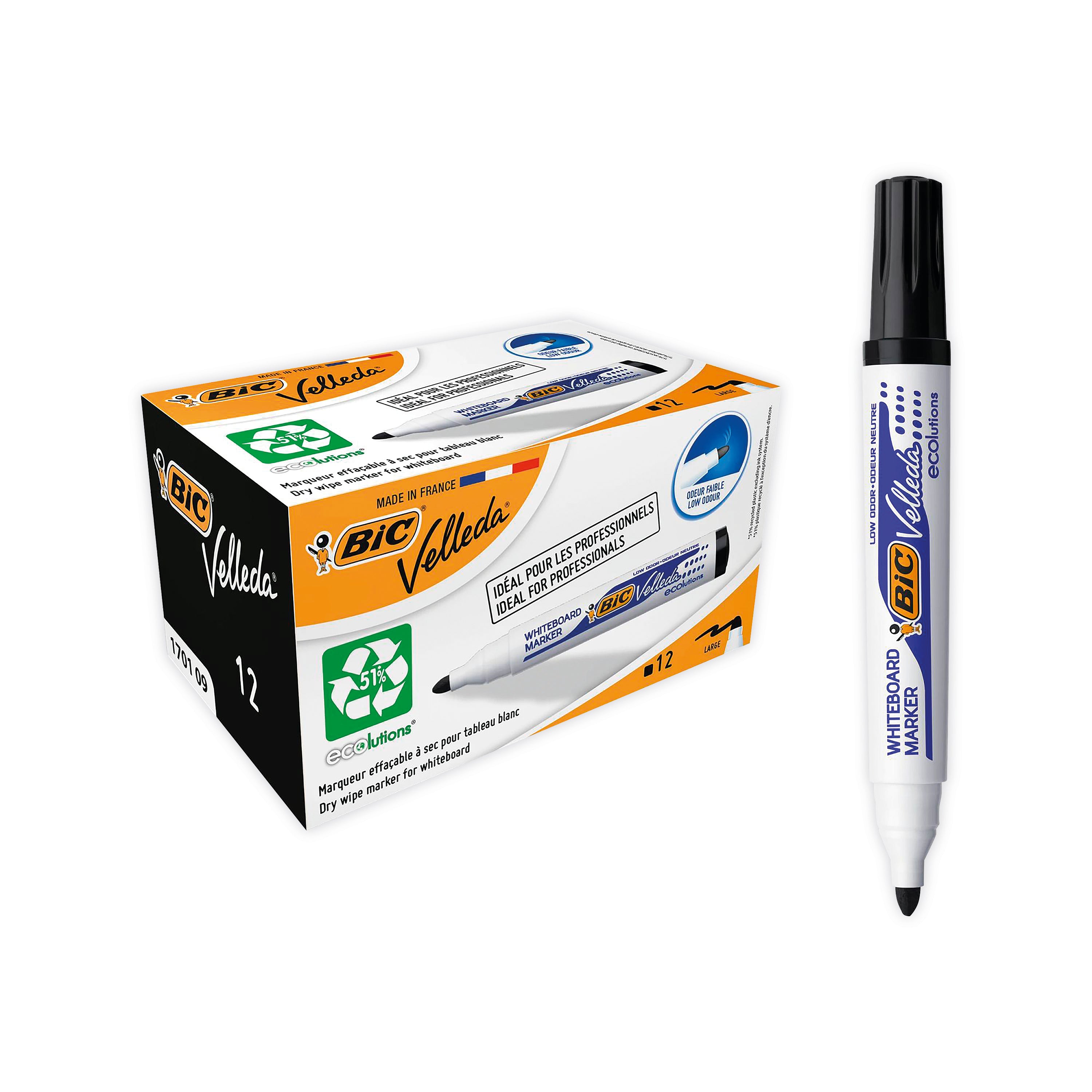 Bic Velleda 1701 Whiteboard Marker Black – (Pack of 12)
