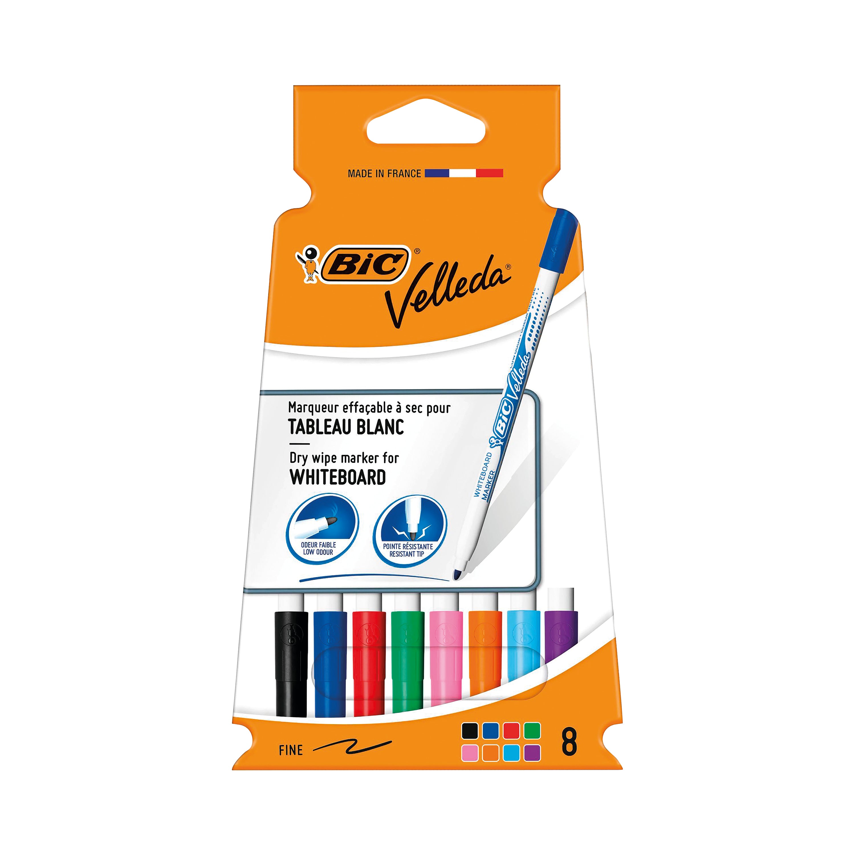 Bic Velleda 1721 Drywipe Marker Fine Assorted – (Pack of 8)