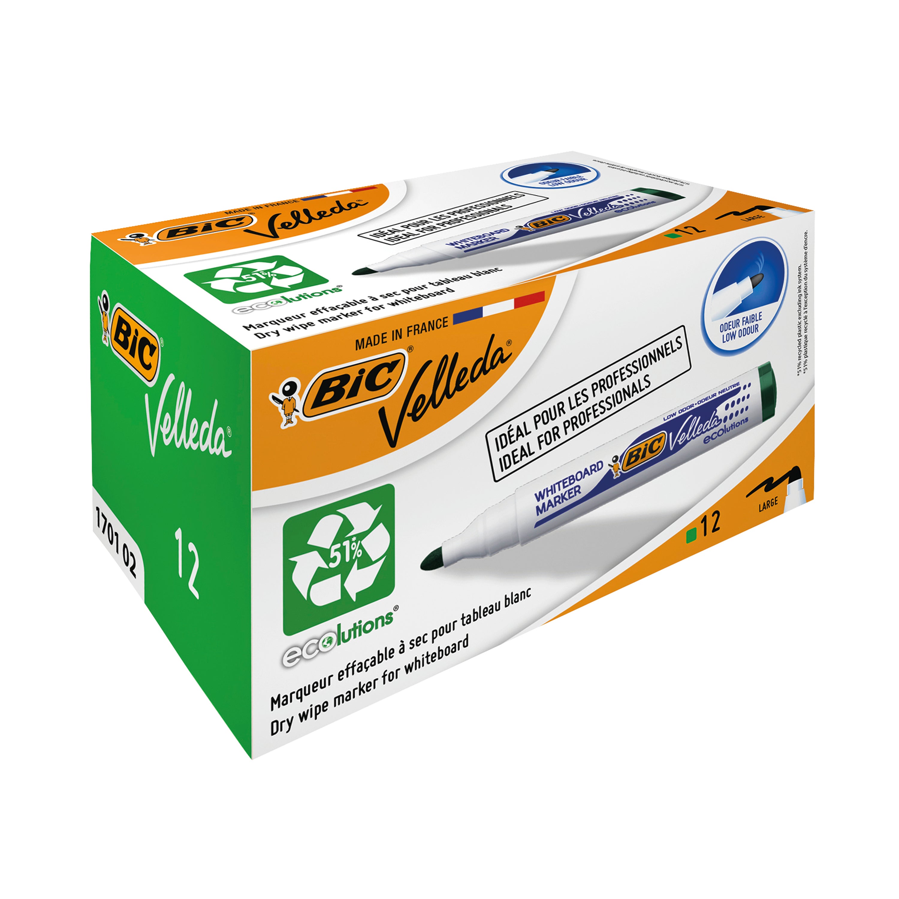 Bic Velleda 1701 Drywipe Marker Green – (Pack of 12)