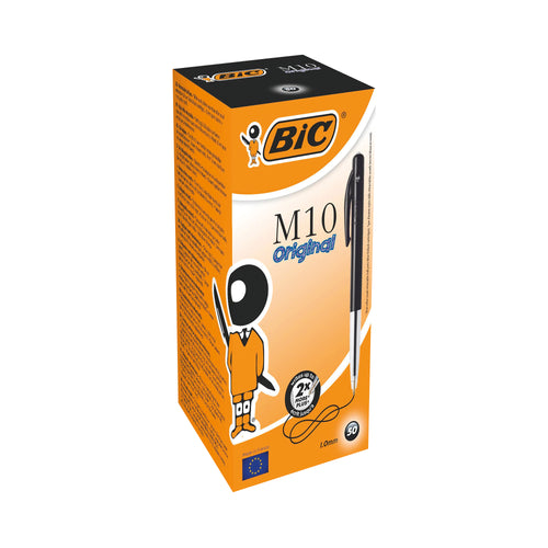 Bic M10 Clic Retractable Ballpoint Pen Medium Black - (Pack of 50)