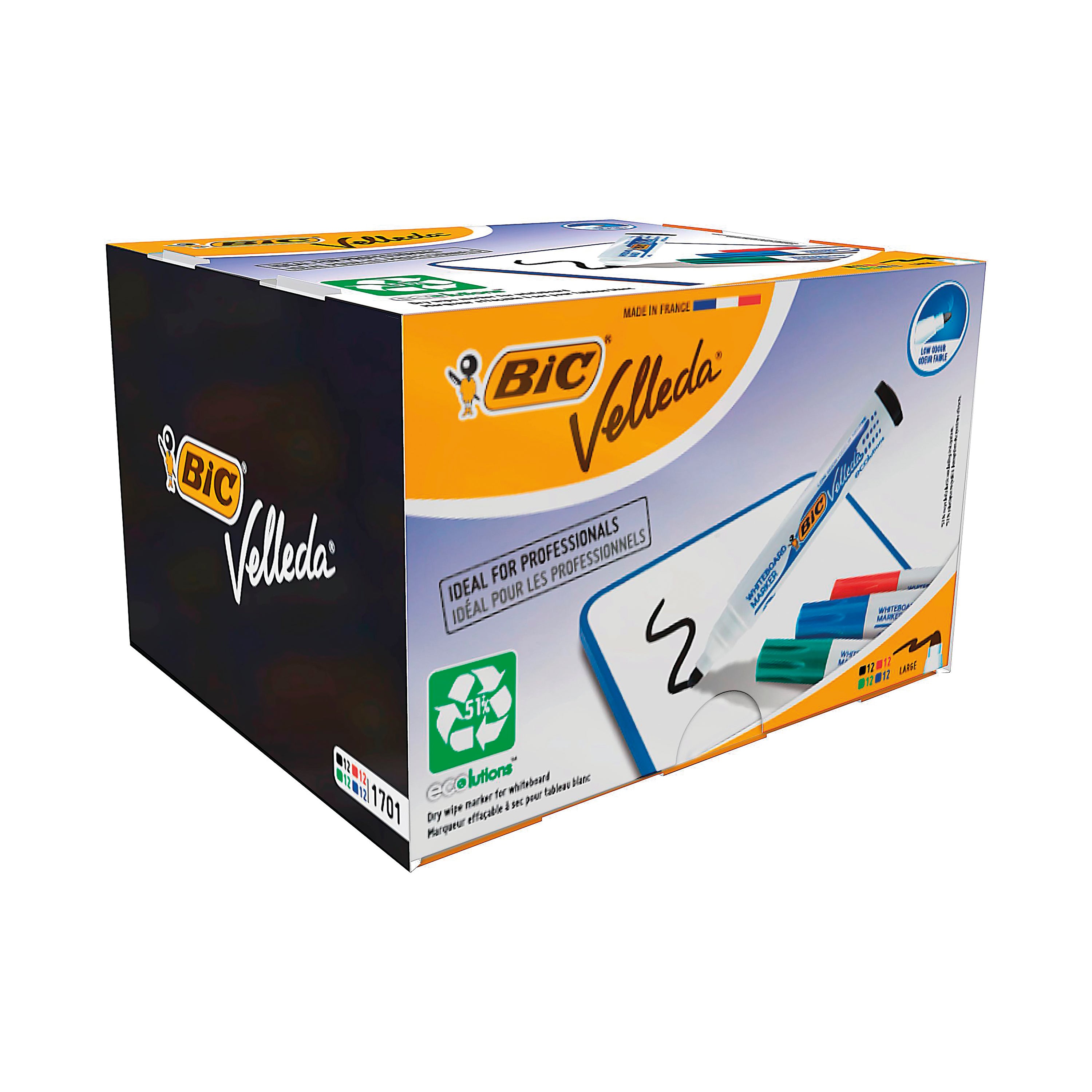 Bic Velleda 1701 Drywipe Marker Assorted – (Pack of 48)