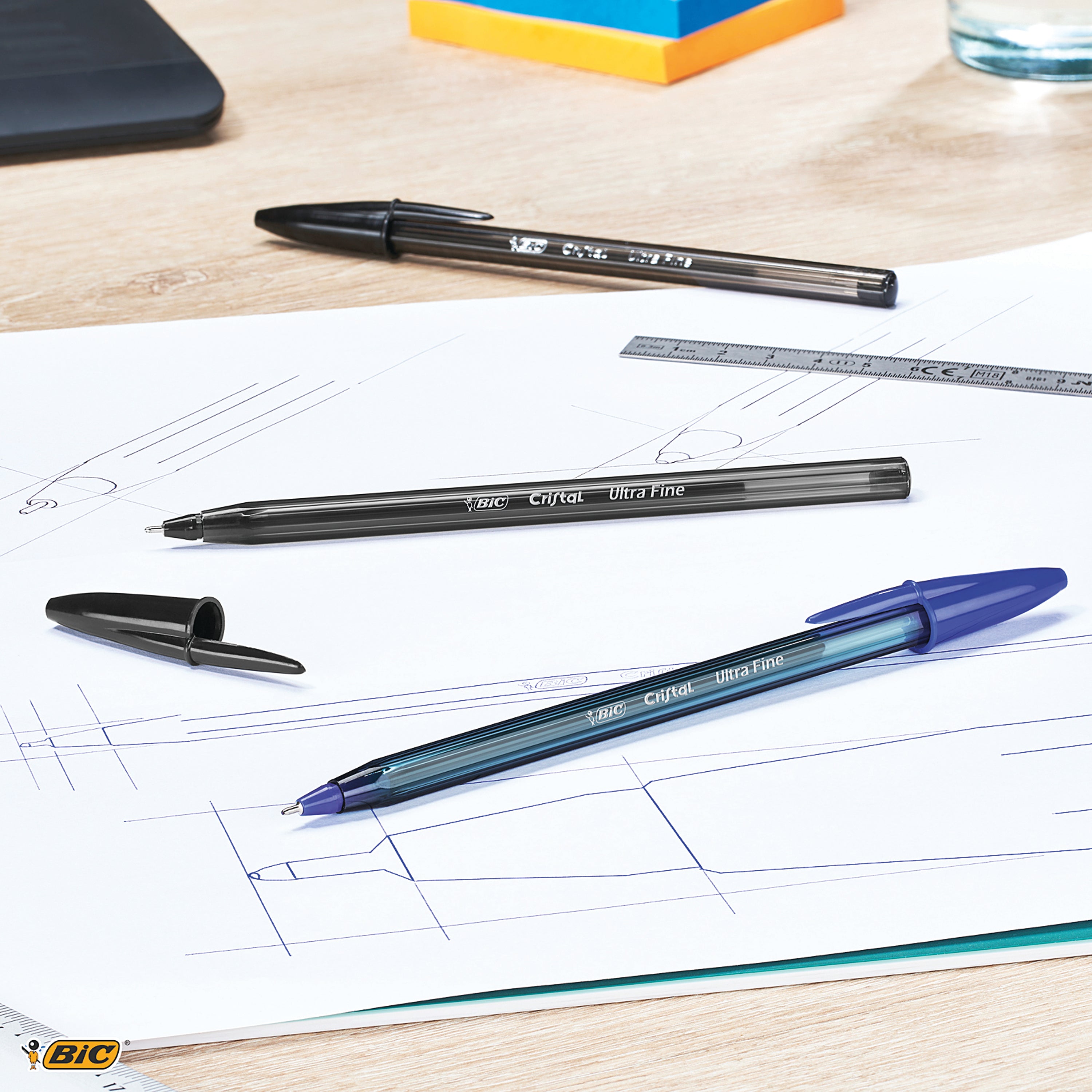 Bic Cristal Ballpoint Pens Ultra Fine 0.7mm Black – (Pack of 20)