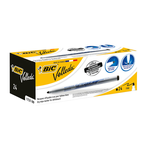 Bic Velleda 1721 Whiteboard Marker Fine Black – (Pack of 24)