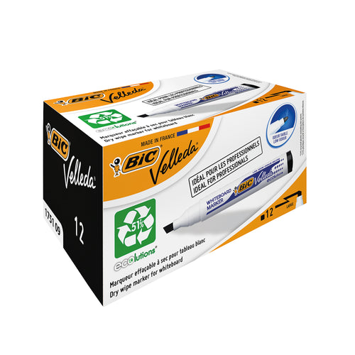 Bic Velleda 1751 Drywipe Marker Black – (Pack of 12)