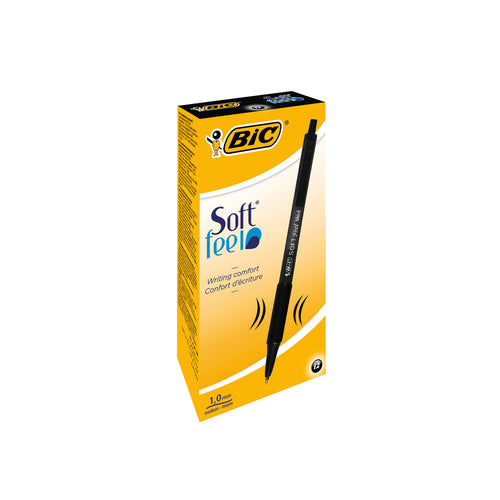 Bic Softfeel Clic Retractable Ballpoint Pen Black – (Pack of 12)