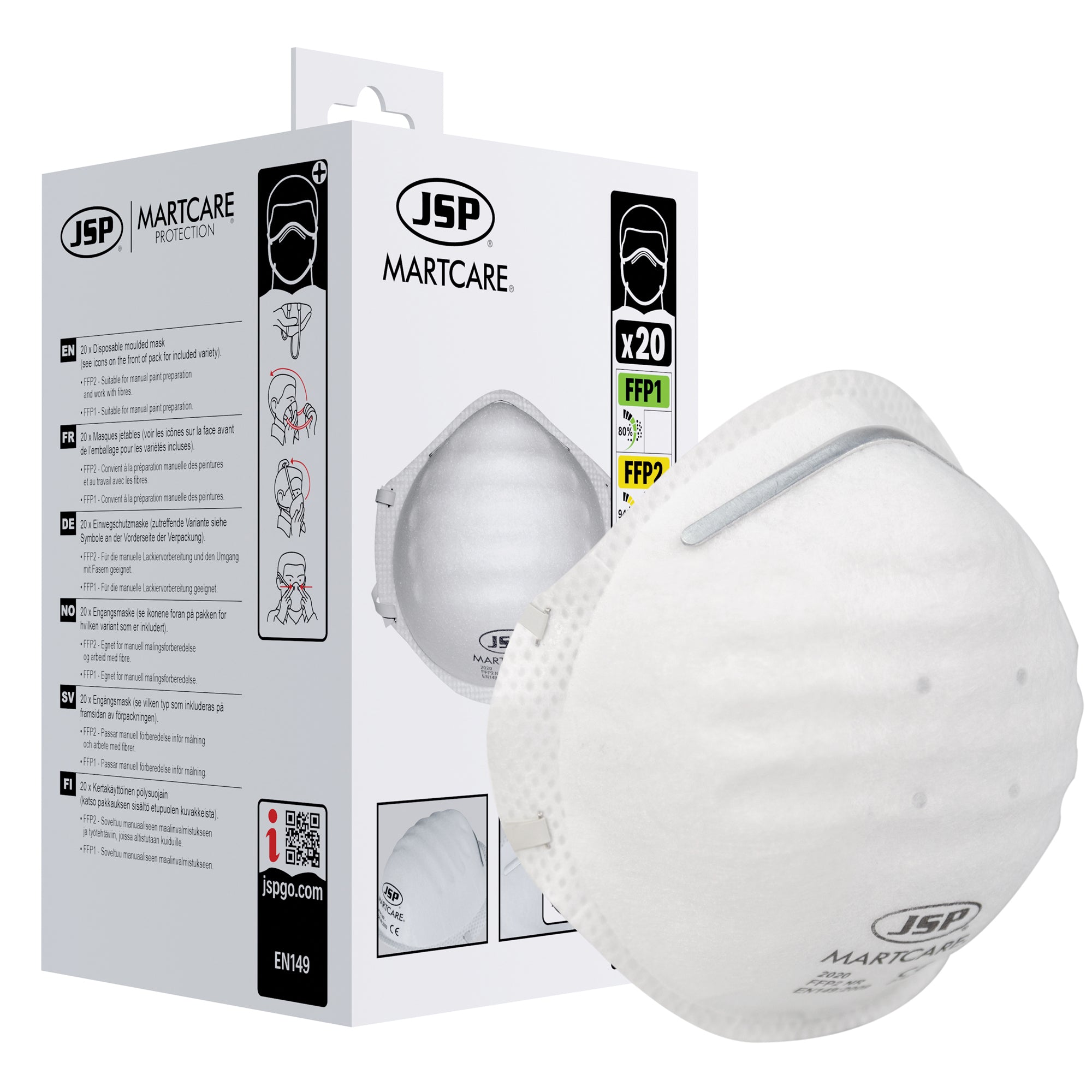 JSP Martcare Moulded FFP2 Disposable Mask - Box of 20