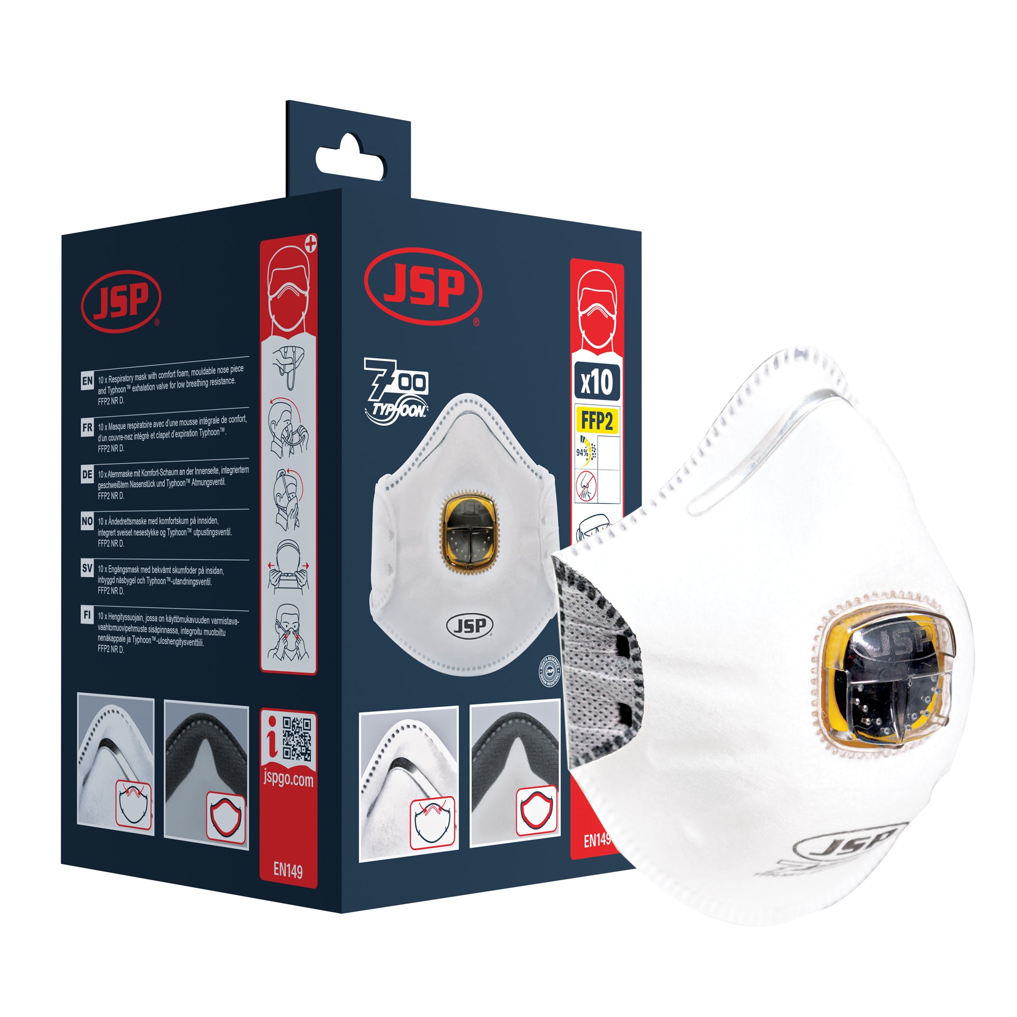 JSP Typhoon Moulded Mask FFP2OV - (726) - Box of 10