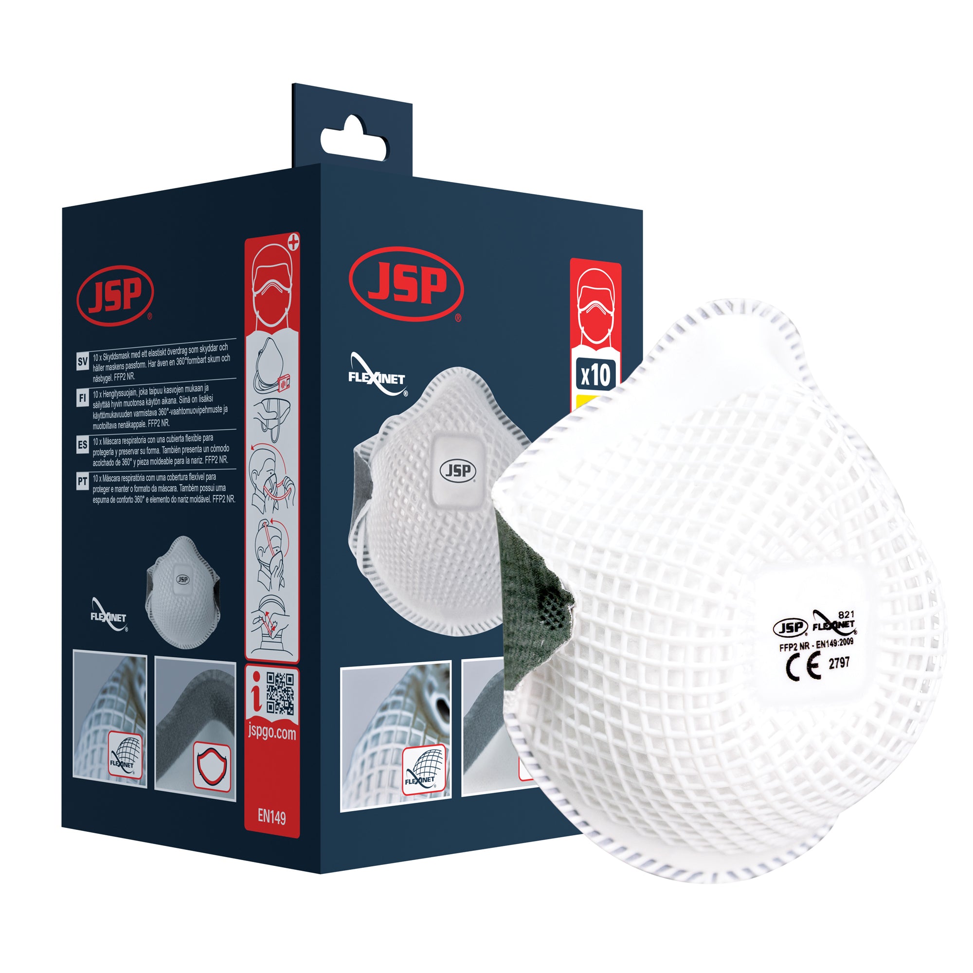 JSP Flexinet Mask FFP2 - (821) M/L - Box of 10
