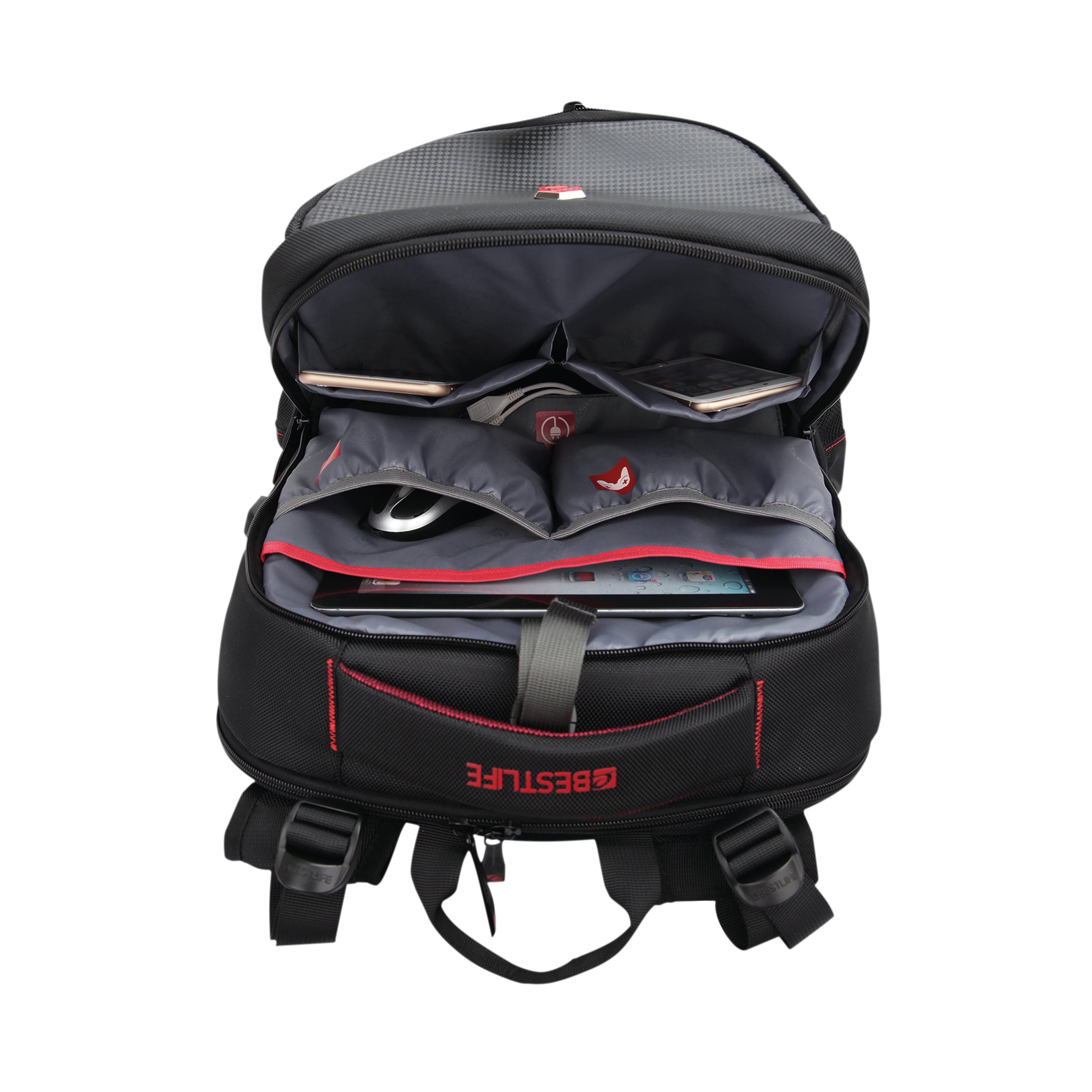 BestLife 17 Inch Gaming Snake Eye Backpack with USB Connector Black BB-3332R