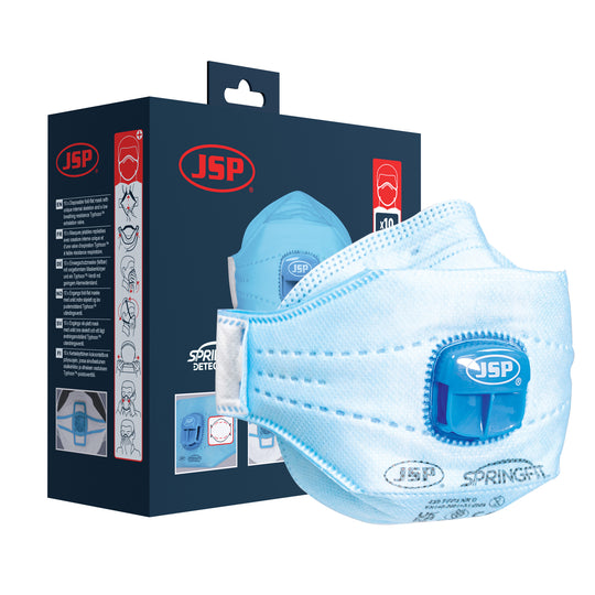 JSP Springfit Detectable FFP3 with Typhoon valve - Box of 10