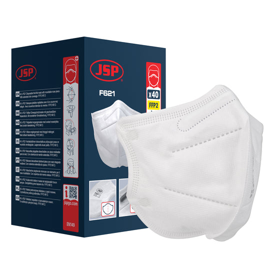 JSP Disposable Vertical Fold Flat Mask FFP2 (F621) - Retail Ready - Pack of 2