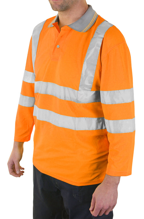 Beeswift Plant Operators Hi-Vis Three Quarter Sleeve Polo Shirt