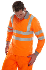 B-Seen Long Sleeve Hi-Vis Polo Shirt - thumbnail 2