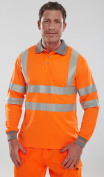 B-Seen Long Sleeve Hi-Vis Polo Shirt - thumbnail 3
