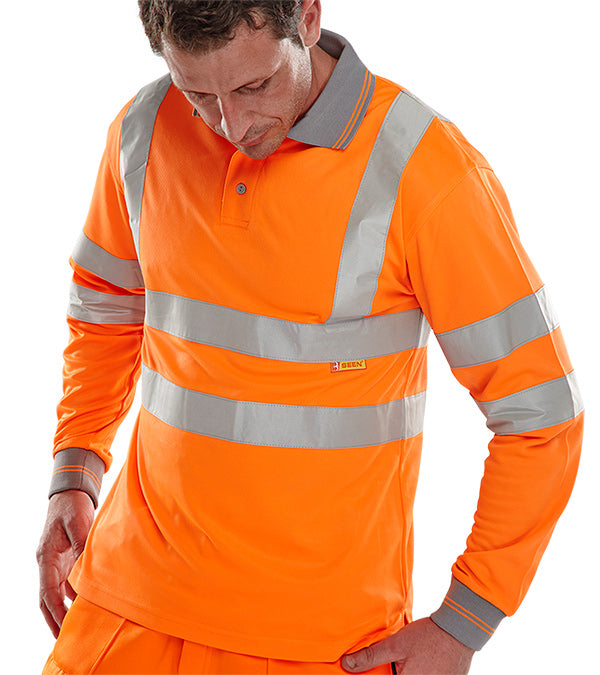 B-Seen Long Sleeve Hi-Vis Polo Shirt