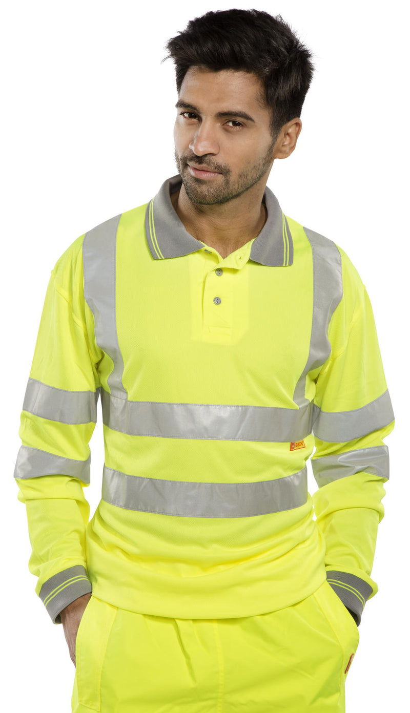 B-Seen Long Sleeve Hi-Vis Polo Shirt
