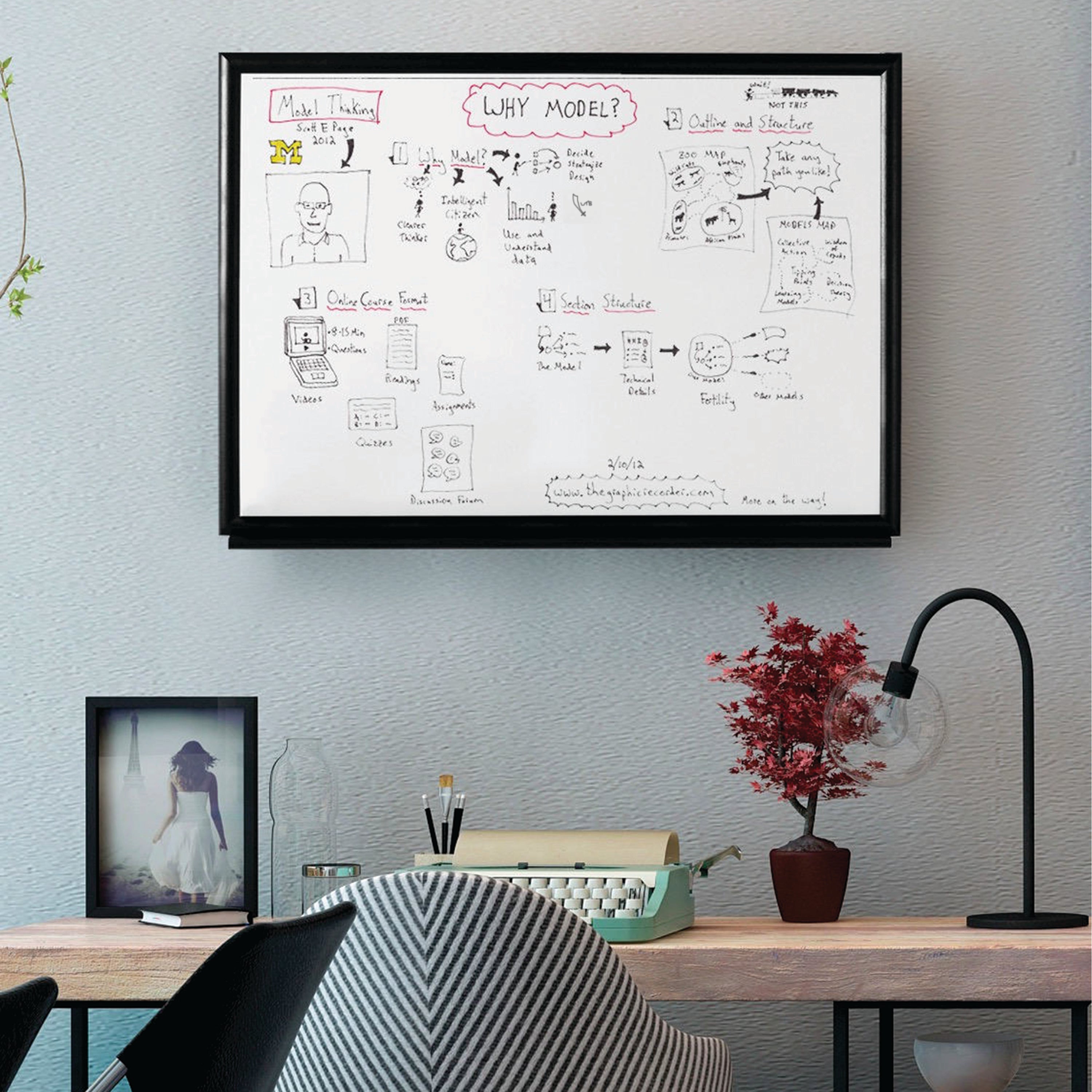 Bi-Office Black Frame Drywipe Board 600x450mm MB0400169