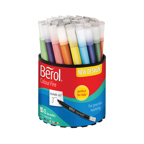 Berol Assorted Water-based Colourfine Pen Tub – (Pack of 42)
